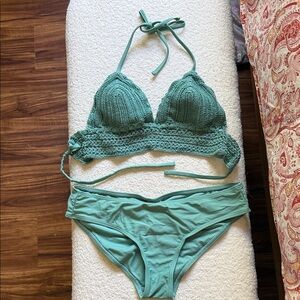 Xhilaration Mint Green Crochet Bikini Set